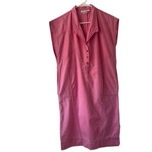 Laurentino Women's L 12 42 Shirt Midi Dress Pink Cotton Cape Sleeve Collared